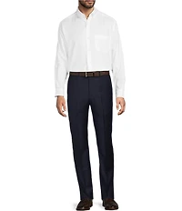 Santorelli Super 130's Bi-Stretch Wool Flat Front Solid Dress Pants