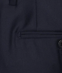 Santorelli Super 130's Bi-Stretch Wool Flat Front Solid Dress Pants
