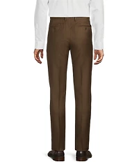 Santorelli Super 130's Bi-Stretch Wool Flat Front Solid Dress Pants
