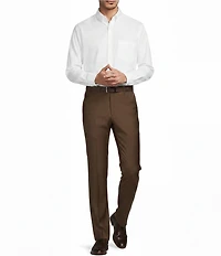Santorelli Super 130's Bi-Stretch Wool Flat Front Solid Dress Pants