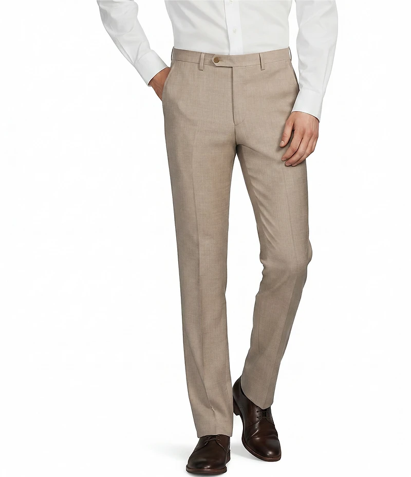 Santorelli Super 130's Bi-Stretch Wool Flat Front Solid Dress Pants