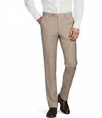 Santorelli Super 130's Bi-Stretch Wool Flat Front Solid Dress Pants