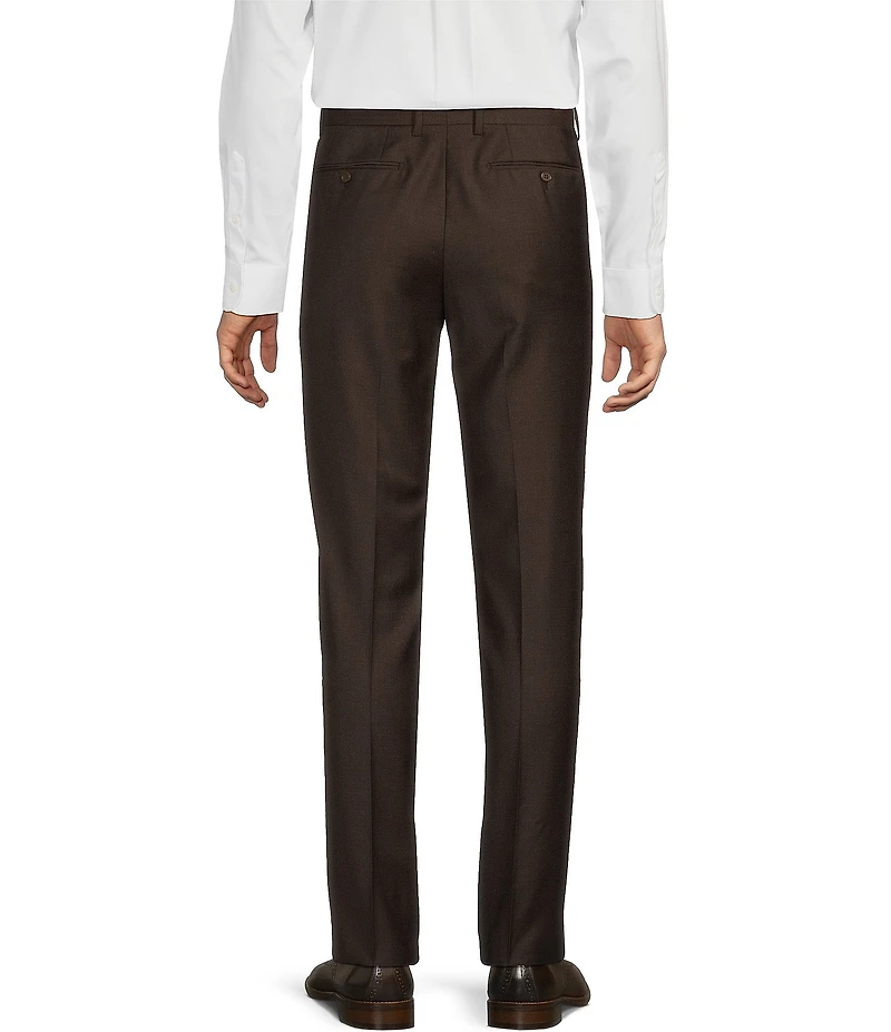 Santorelli Super 130's Bi-Stretch Wool Flat Front Solid Dress Pants
