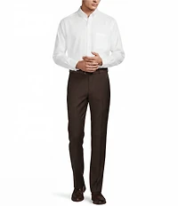 Santorelli Super 130's Bi-Stretch Wool Flat Front Solid Dress Pants