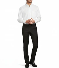 Santorelli Super 130's Bi-Stretch Wool Flat Front Solid Dress Pants