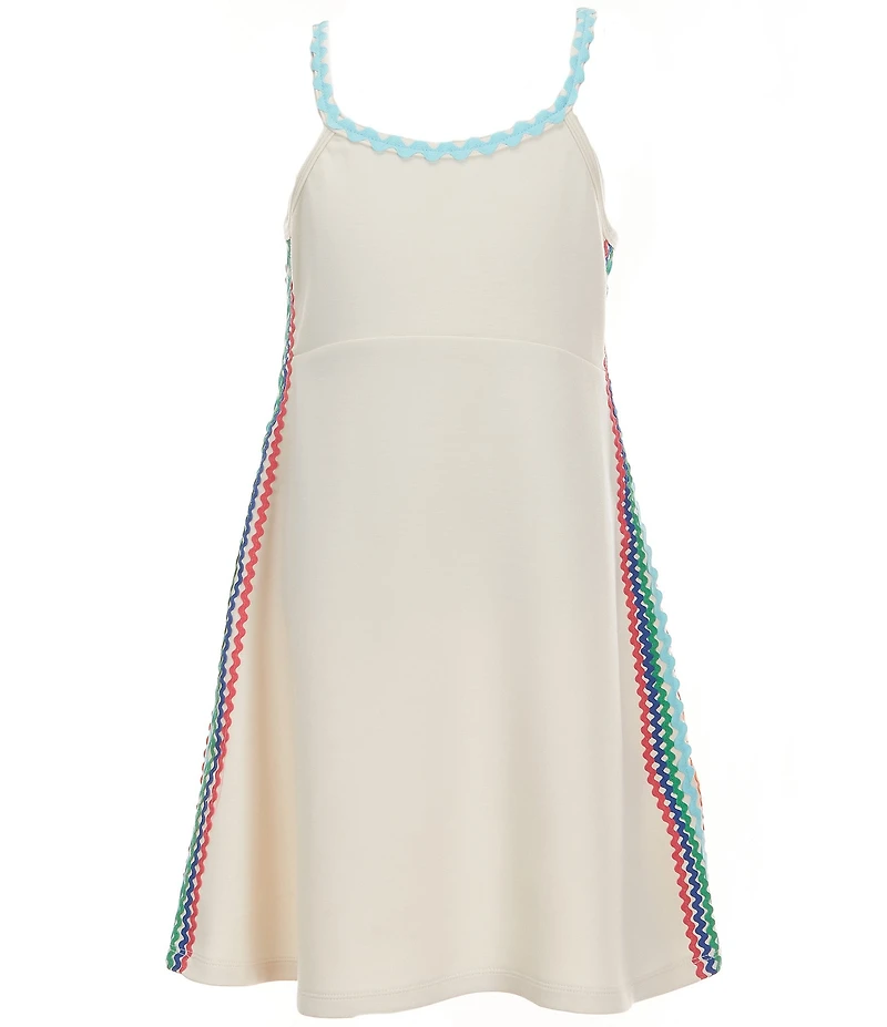 Sara Sara Big Girls Sleeveless Rainbow-Ric-Rac-Trim Shift Dress