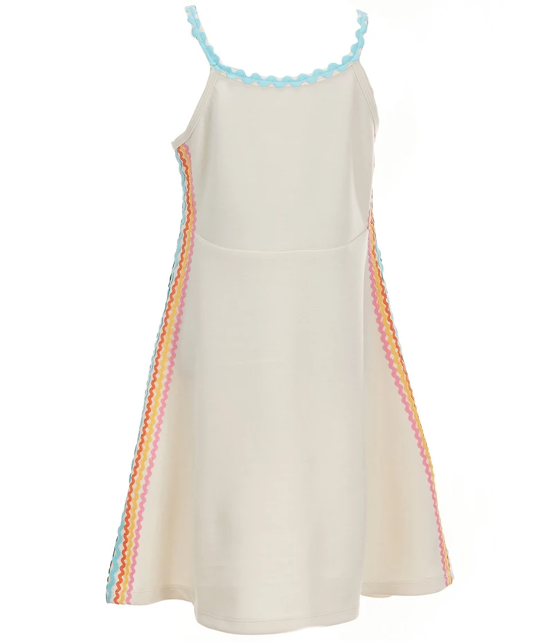 Sara Sara Big Girls Sleeveless Rainbow-Ric-Rac-Trim Shift Dress