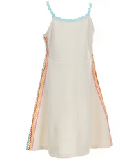 Sara Sara Big Girls Sleeveless Rainbow-Ric-Rac-Trim Shift Dress
