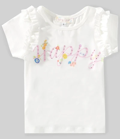 Sara Sara Little Girls Short Sleeve Happy Graphic T-Shirt