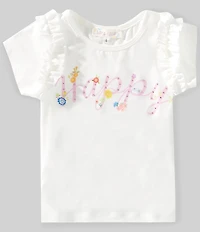 Sara Sara Little Girls Short Sleeve Happy Graphic T-Shirt