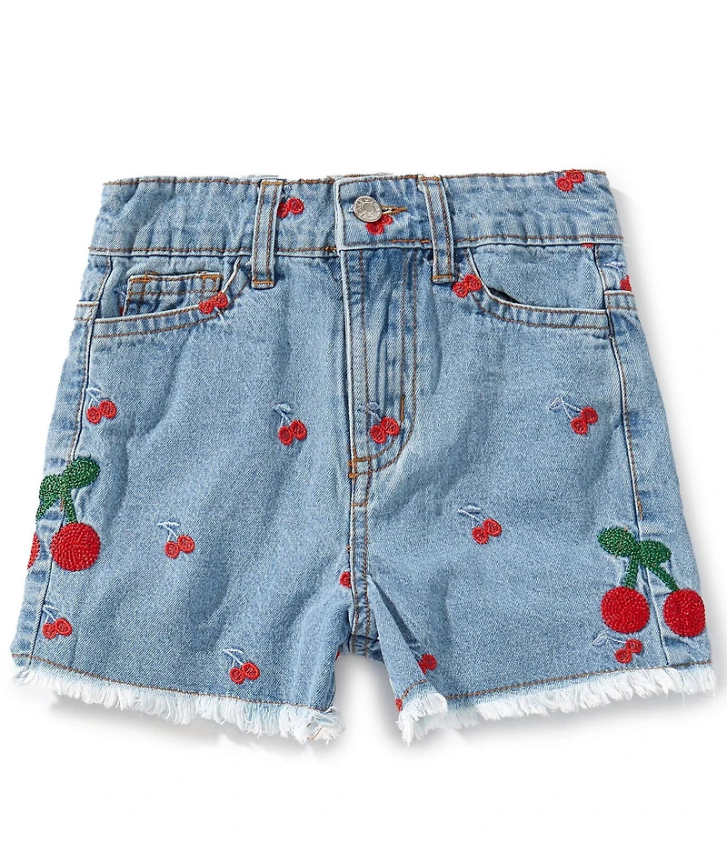 Sara Sara Little Girls Cherry Embroidered Denim Shorts