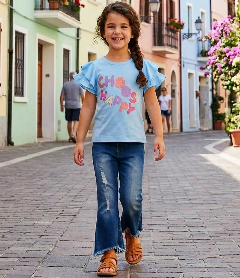 Sara Sara Little Girls Distressed Frayed Hem Jeans