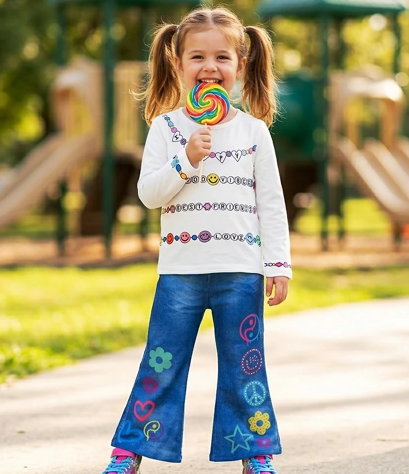 Sara Sara Little Girls Long Sleeve Bracelet Graphic T-Shirt