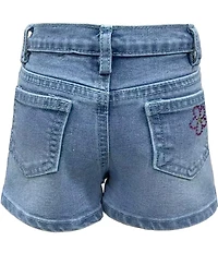 Sara Sara Little Girls Rhinestone Flower Denim Shorts