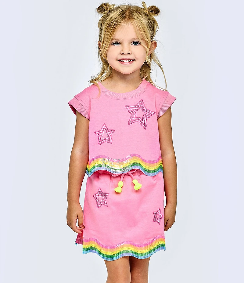 Sara Sara Little Girls Sequin Embellished Star Patterned Skirt