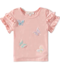 Sara Sara Little Girls Short-Sleeve Butterfly-Appliqued T-Shirt