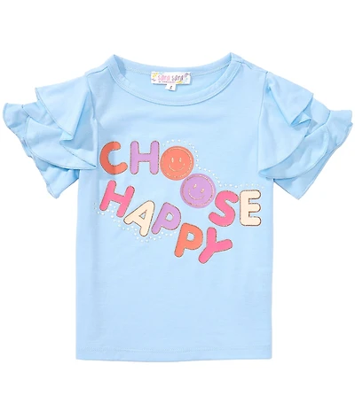 Sara Sara Little Girls Short Sleeve Choose Happy Tee
