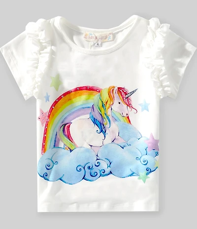 Sara Sara Little Girls Short Sleeve Unicorn Rainbow Graphic T-Shirt