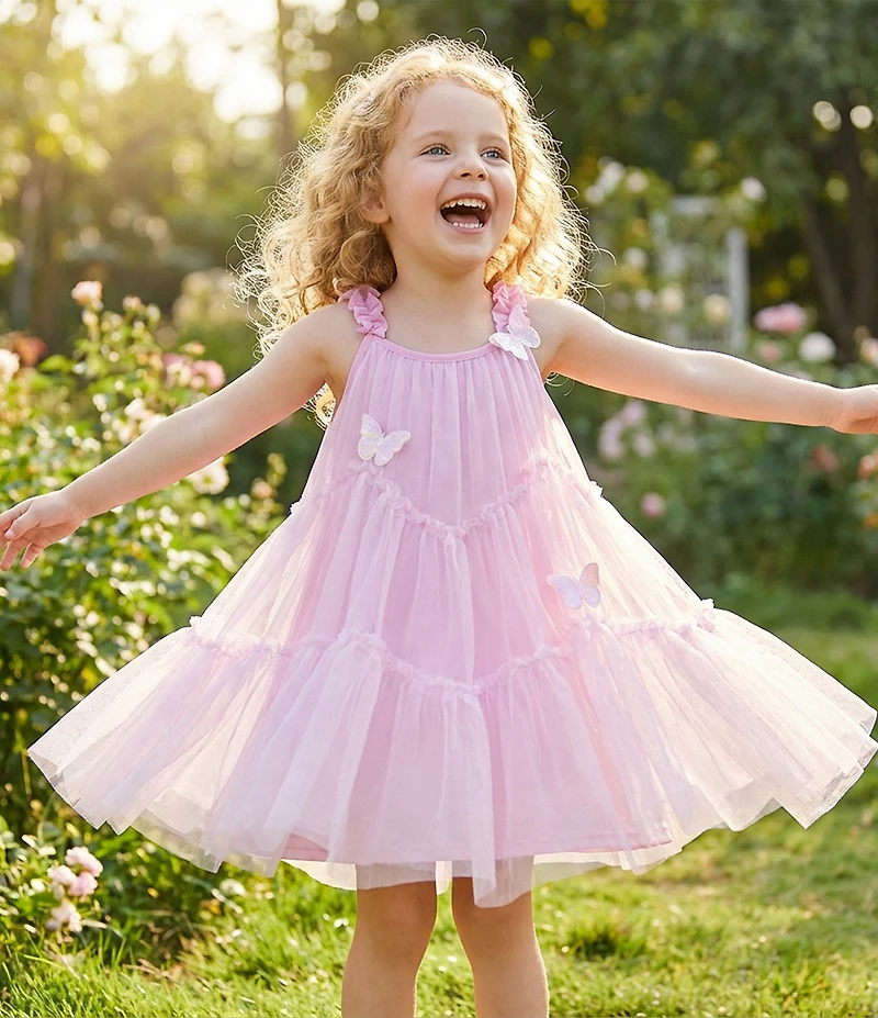 Sara Sara Little Girls Sleeveless Butterfly-Appliqued Layered Mesh Tutu Dress