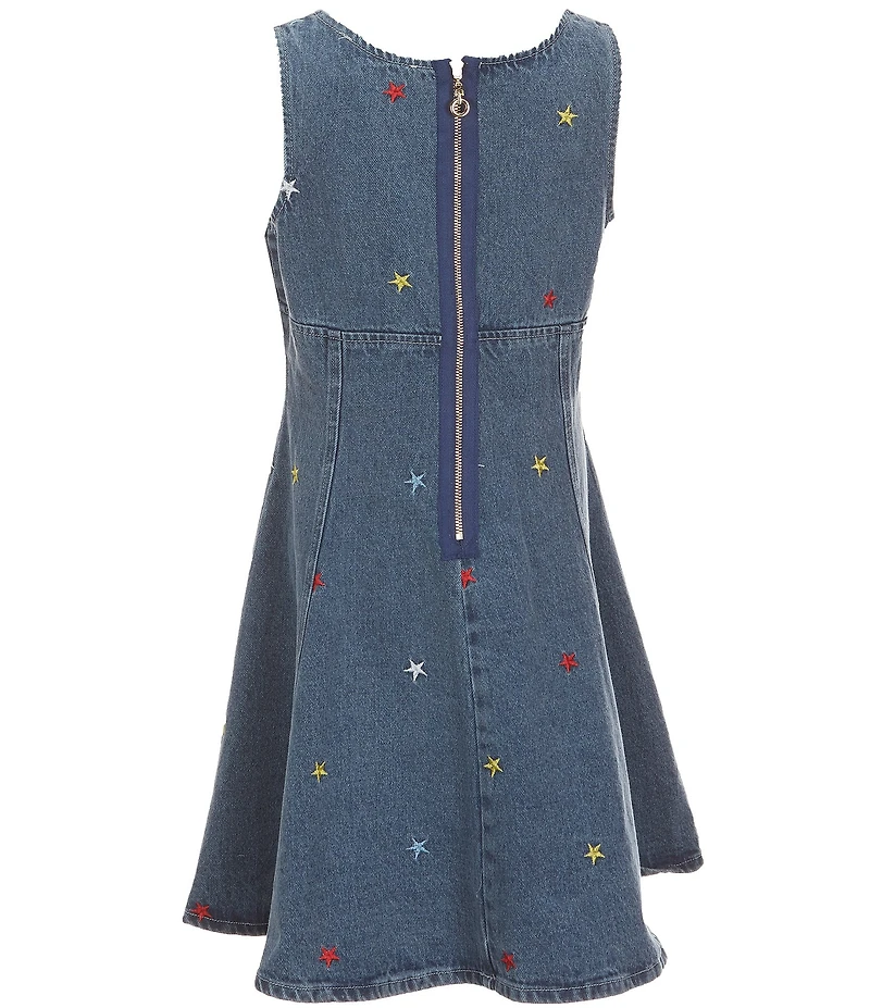 Sara Sara Little Girls Sleeveless Embroidered Denim Dress
