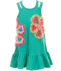 Sara Sara Little Girls Sleeveless Flower-Appliqued Dress