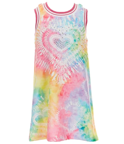 Sara Sara Little Girls Sleeveless Tie-Dye Heart Motif Dress