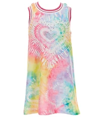 Sara Sara Little Girls Sleeveless Tie-Dye Heart Motif Dress