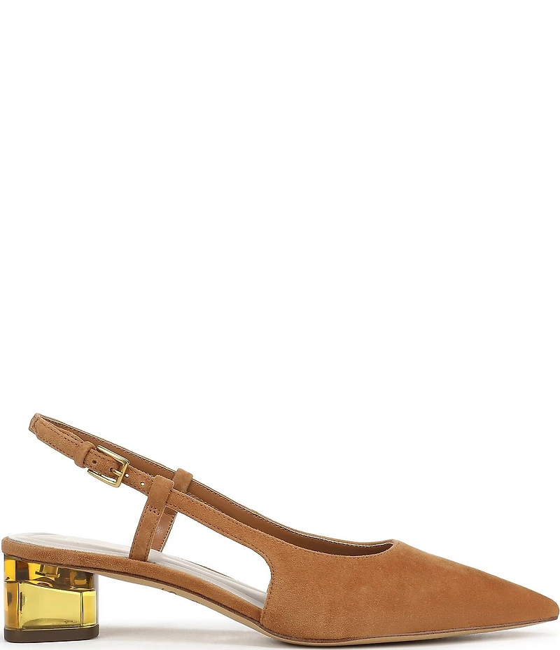 Sarto by Franco Sarto Amelie Suede Slingback Clear Heel Pumps