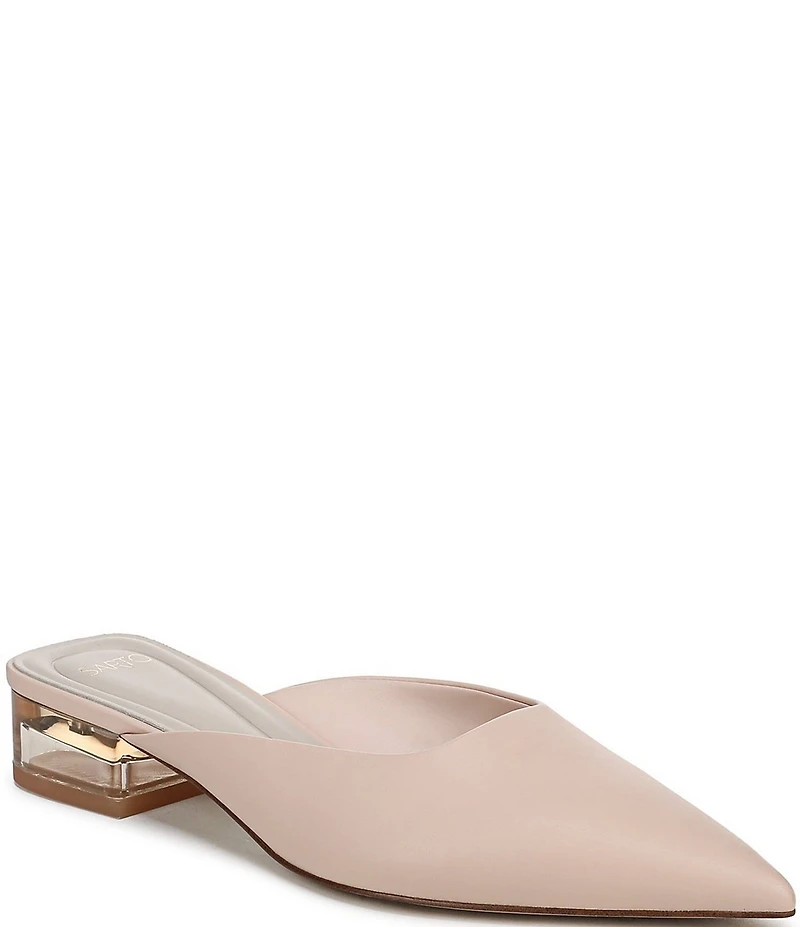 Sarto by Franco Sarto Bennet Leather Pointed Toe Clear Heel Mules