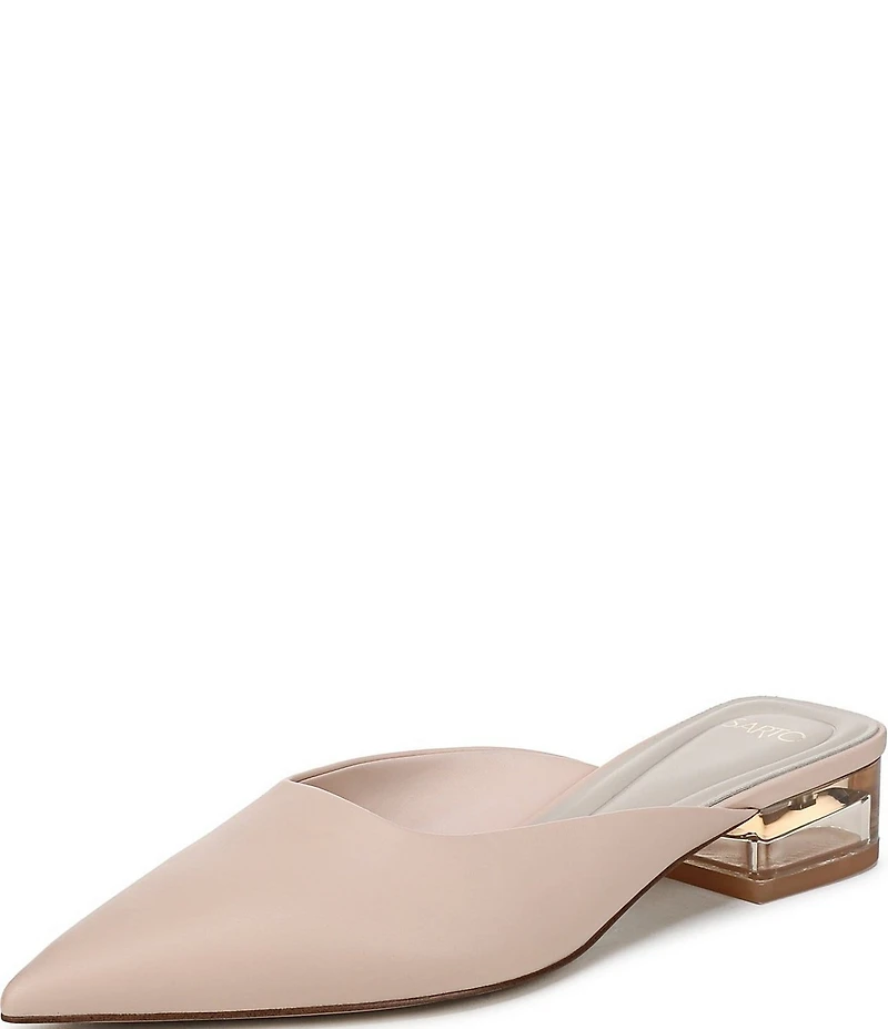 Sarto by Franco Sarto Bennet Leather Pointed Toe Clear Heel Mules
