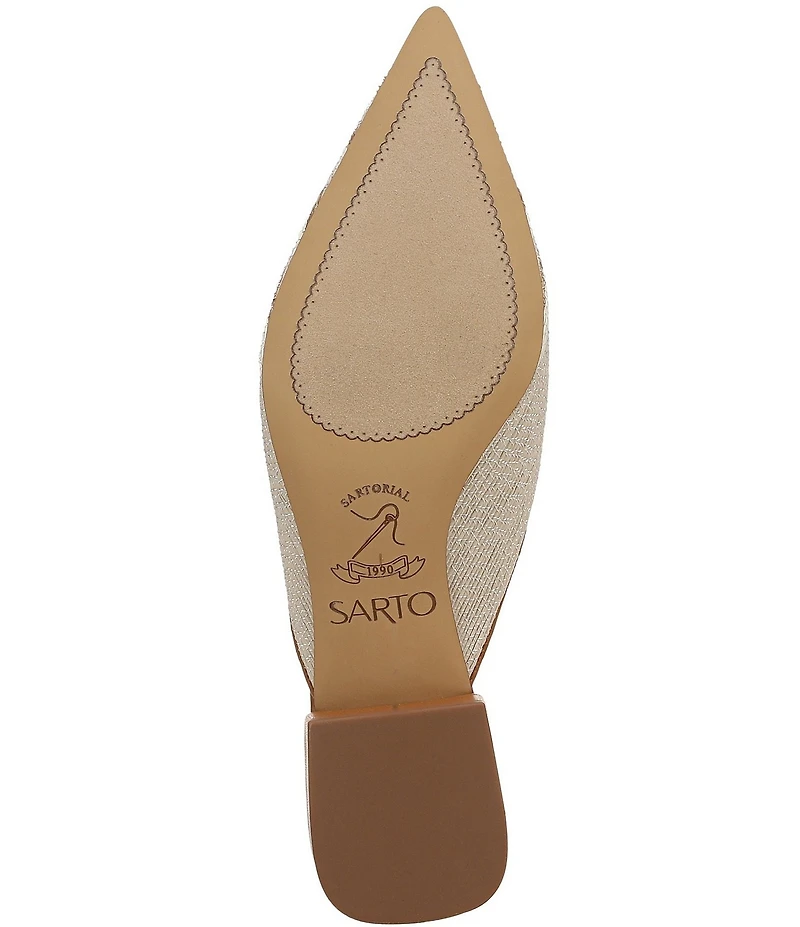Sarto by Franco Sarto Bennet Raffia Pointed Toe Block Heel Mules