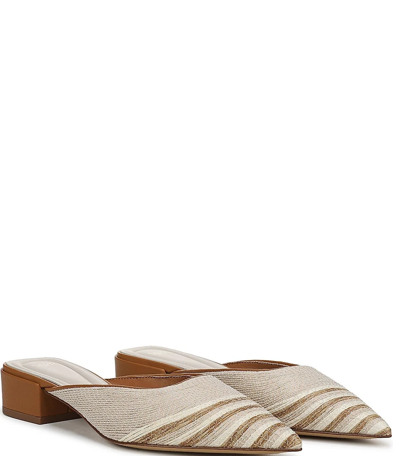 Sarto by Franco Sarto Bennet Raffia Pointed Toe Block Heel Mules