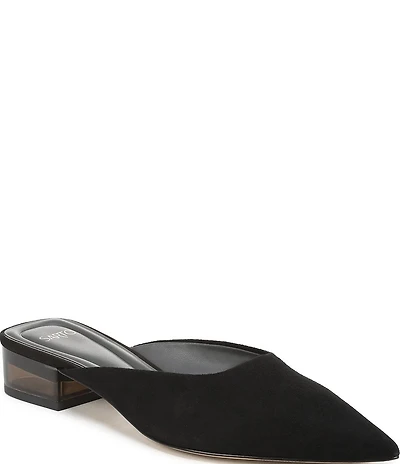 Sarto by Franco Sarto Bennet Suede Lucite Block Heel Dress Mules