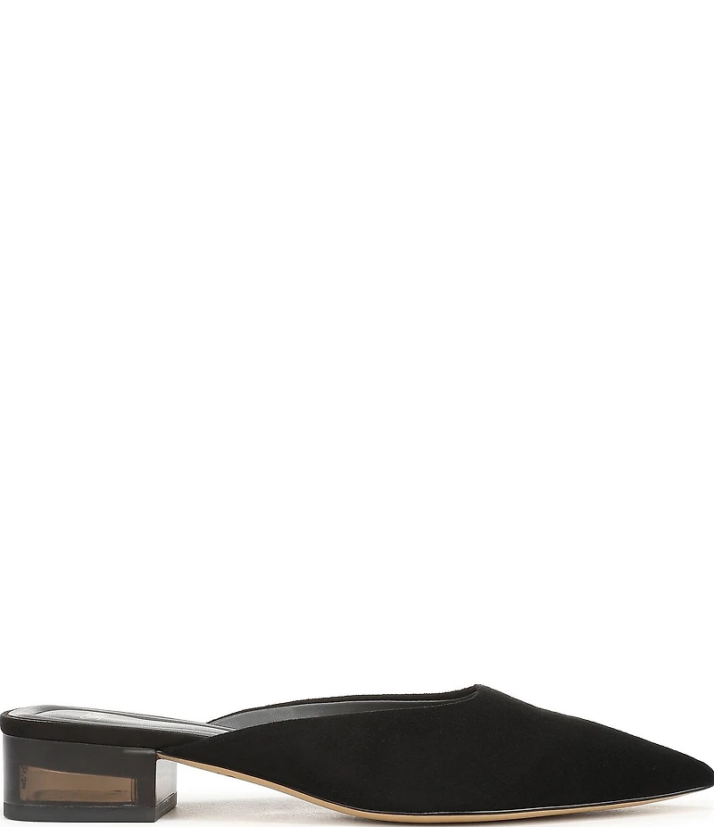 Sarto by Franco Sarto Bennet Suede Lucite Block Heel Dress Mules