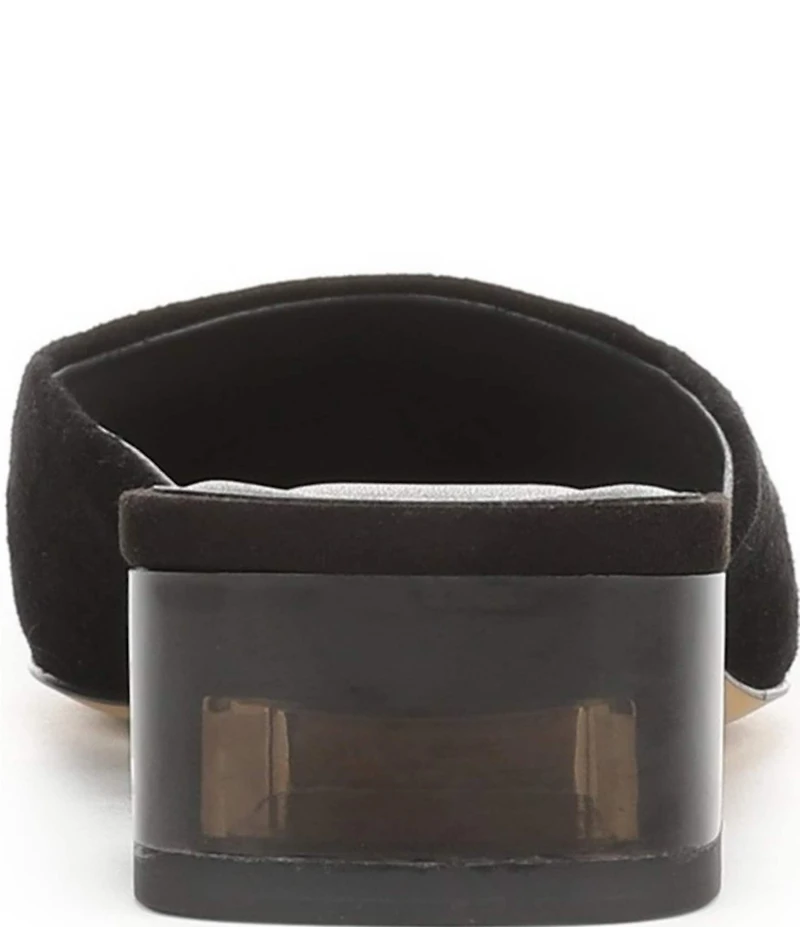 Sarto by Franco Sarto Bennet Suede Lucite Block Heel Dress Mules