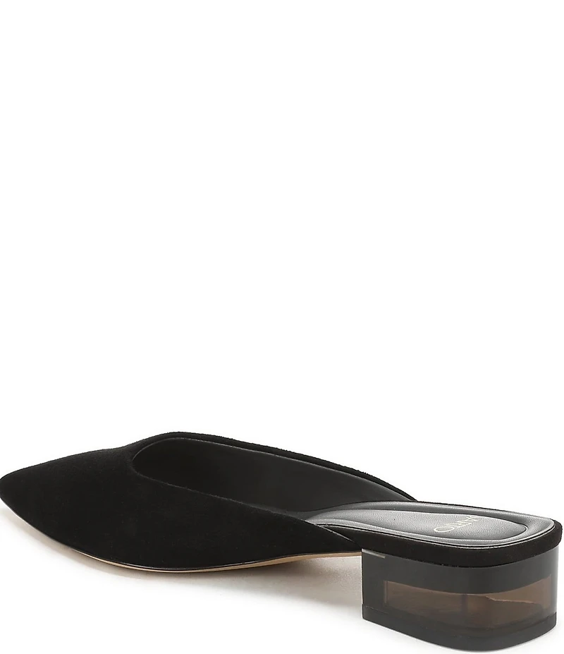 Sarto by Franco Sarto Bennet Suede Lucite Block Heel Dress Mules