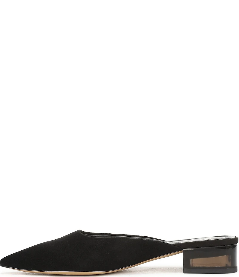 Sarto by Franco Sarto Bennet Suede Lucite Block Heel Dress Mules