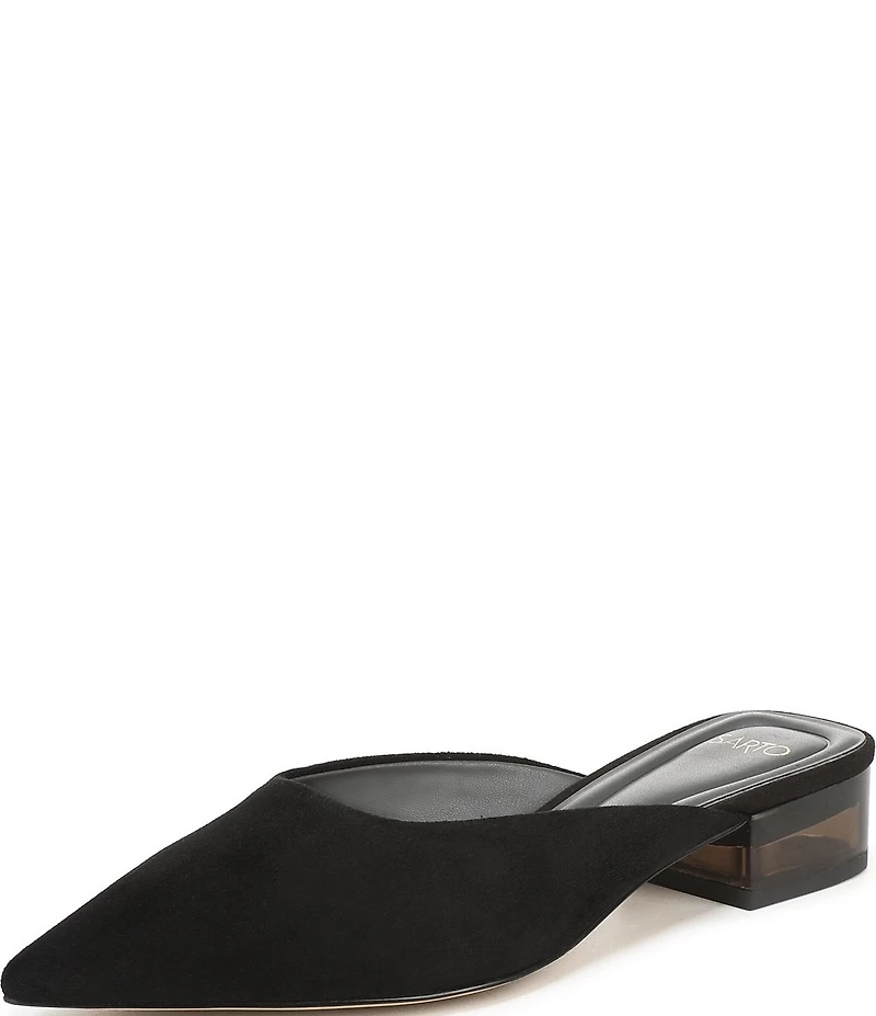 Sarto by Franco Sarto Bennet Suede Lucite Block Heel Dress Mules
