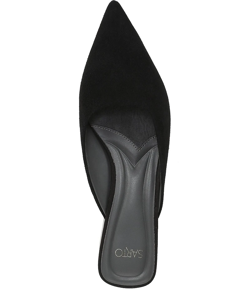 Sarto by Franco Sarto Bennet Suede Lucite Block Heel Dress Mules