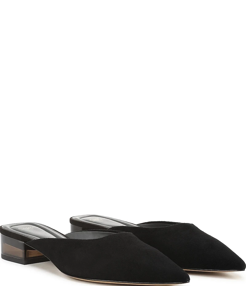 Sarto by Franco Sarto Bennet Suede Lucite Block Heel Dress Mules