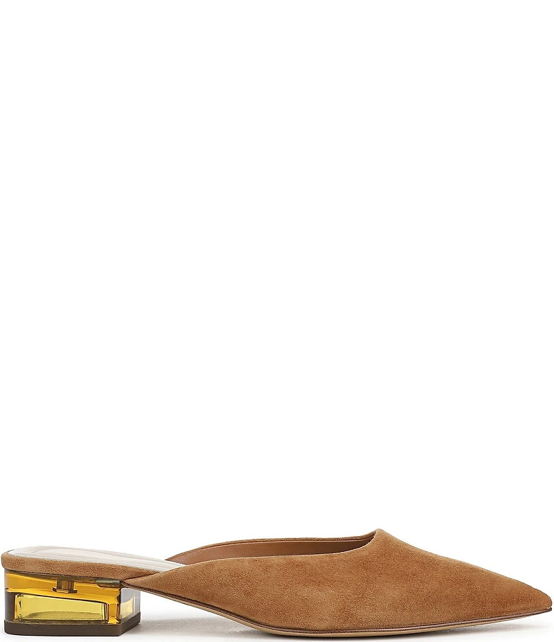 Sarto by Franco Sarto Bennet Suede Pointed Toe Clear Heel Mules