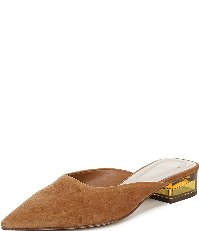 Sarto by Franco Sarto Bennet Suede Pointed Toe Clear Heel Mules