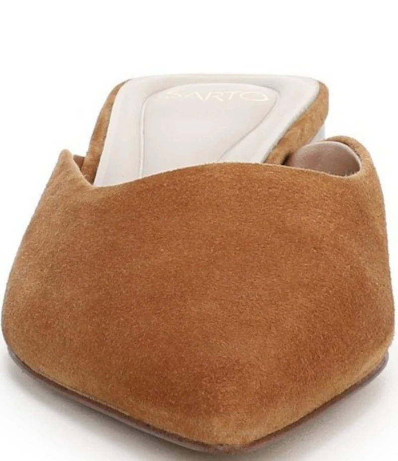 Sarto by Franco Sarto Bennet Suede Pointed Toe Clear Heel Mules