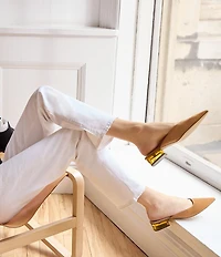 Sarto by Franco Sarto Bennet Suede Pointed Toe Clear Heel Mules