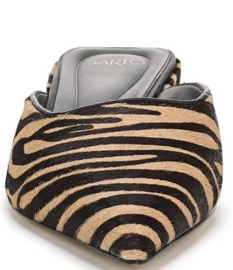 Sarto by Franco Sarto Bennet Tiger Printed Calf Hair Pointed Toe Mules