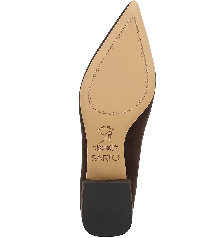 Sarto by Franco Sarto Boa Suede Pointed Toe Block Heel Pumps