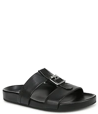 Sarto by Franco Sarto Braxton Leather Buckle Hardware T-Strap Slide Sandals