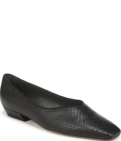Sarto by Franco Sarto Dasia Snake Embossed Leather Snip Toe Flat Pumps