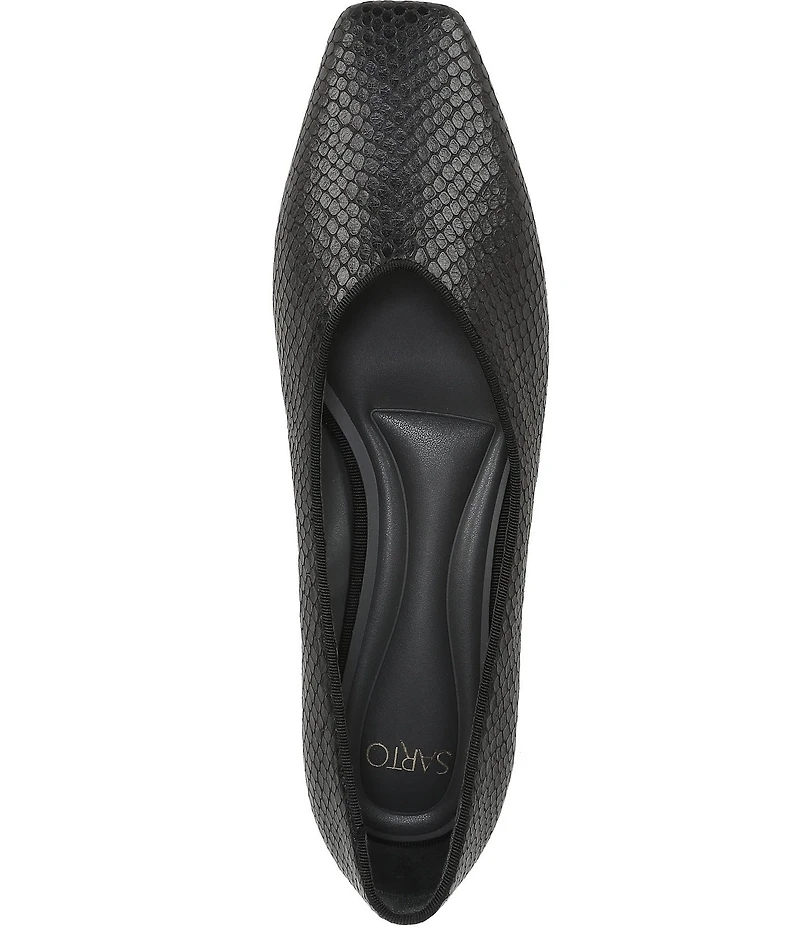 Sarto by Franco Sarto Dasia Snake Embossed Leather Snip Toe Flat Pumps