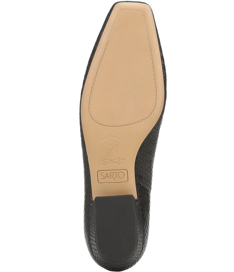 Sarto by Franco Sarto Dasia Snake Embossed Leather Snip Toe Flat Pumps